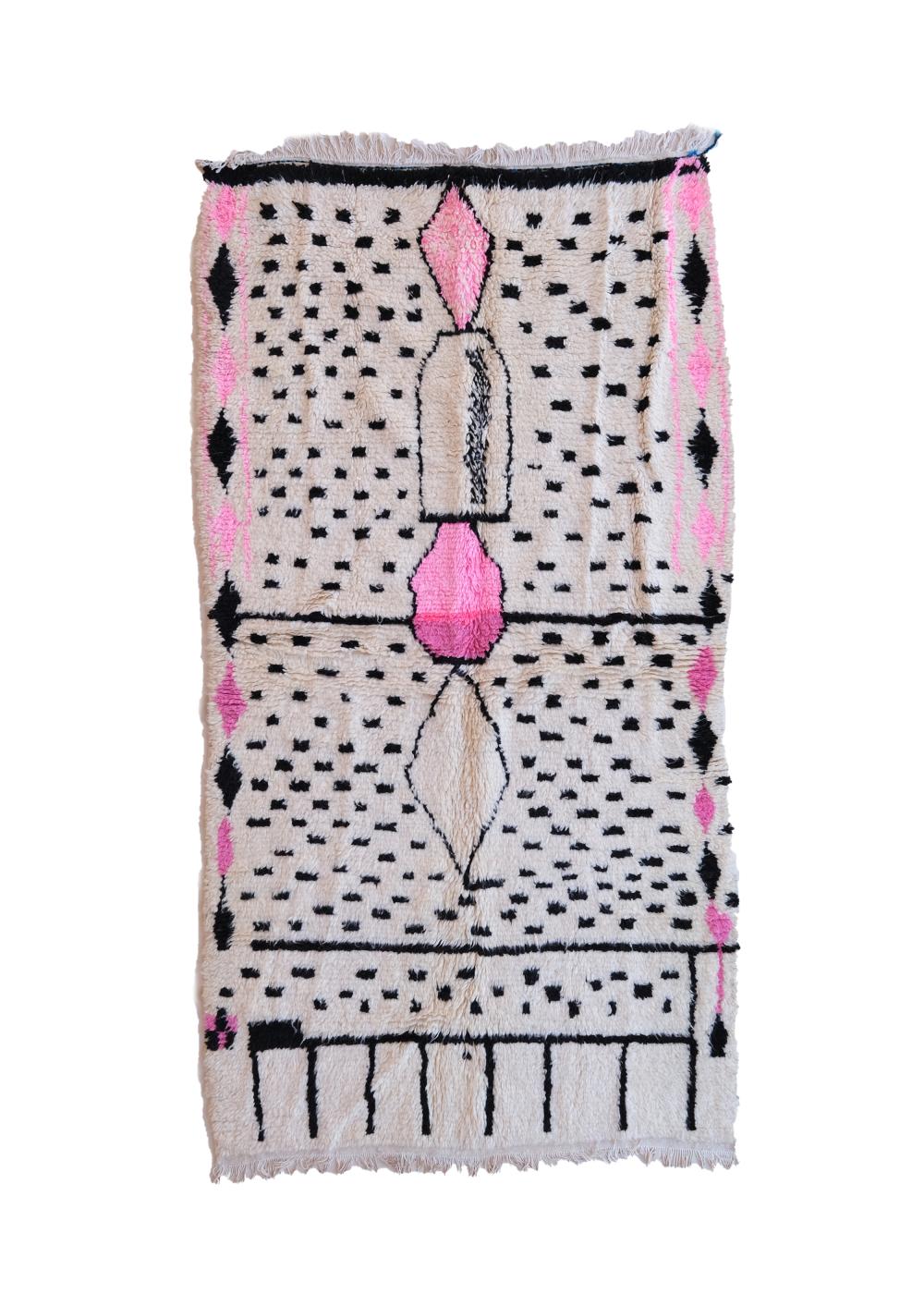 New Azilal 254.00 cm x 154.00 cm | Abstract Pink and Black Area Rug