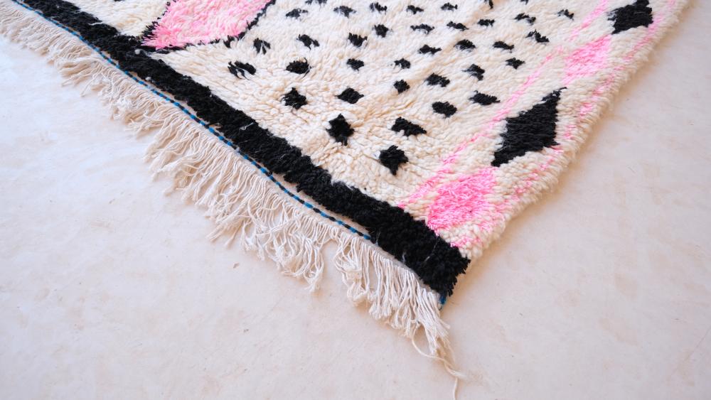 New Azilal 254.00 cm x 154.00 cm | Abstract Pink and Black Area Rug