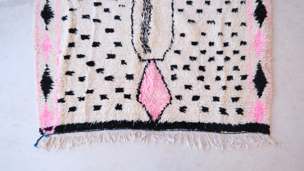 New Azilal 254.00 cm x 154.00 cm | Abstract Pink and Black Area Rug