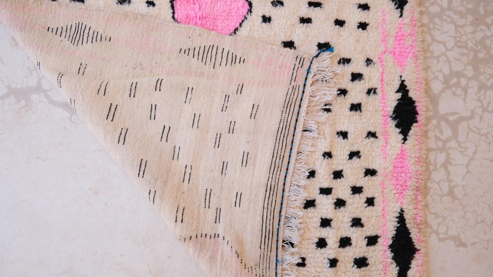 New Azilal 254.00 cm x 154.00 cm | Abstract Pink and Black Area Rug