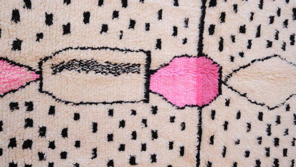 New Azilal 254.00 cm x 154.00 cm | Abstract Pink and Black Area Rug