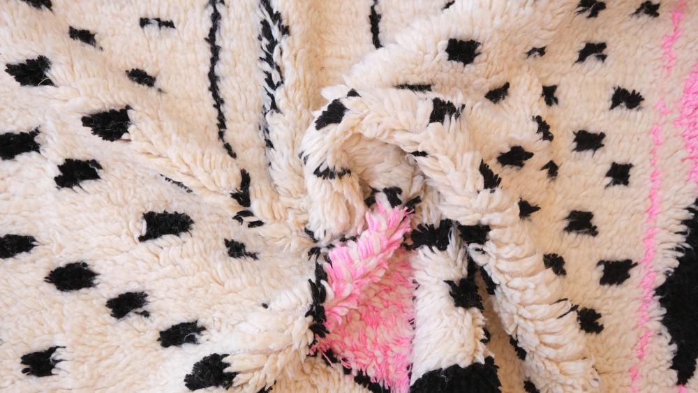 New Azilal 254.00 cm x 154.00 cm | Abstract Pink and Black Area Rug