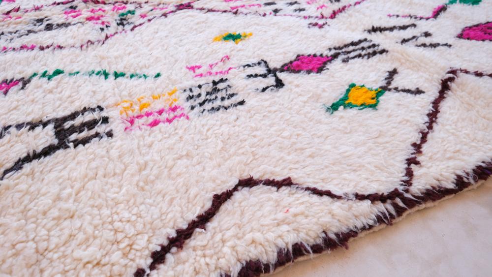 New Azilal 242 cm x 147 cm Rug |  Moroccan Azilal Rug With Red Diamond Pattern