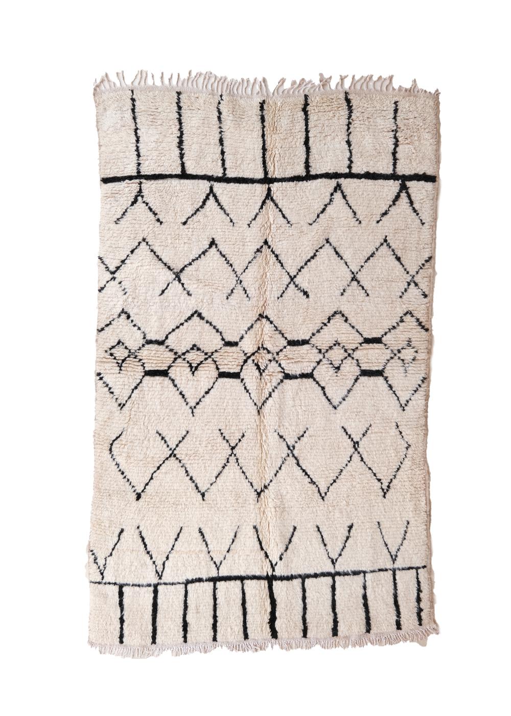 New Azilal 254.00 cm x 151.00 cm | Black and White Moroccan Rug For Home