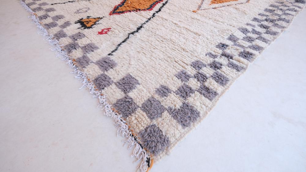 New Modren Azilal RUG 253.00 cm x 205.00 cm | Moroccan Tribal Decor| Azilal Wool Rug