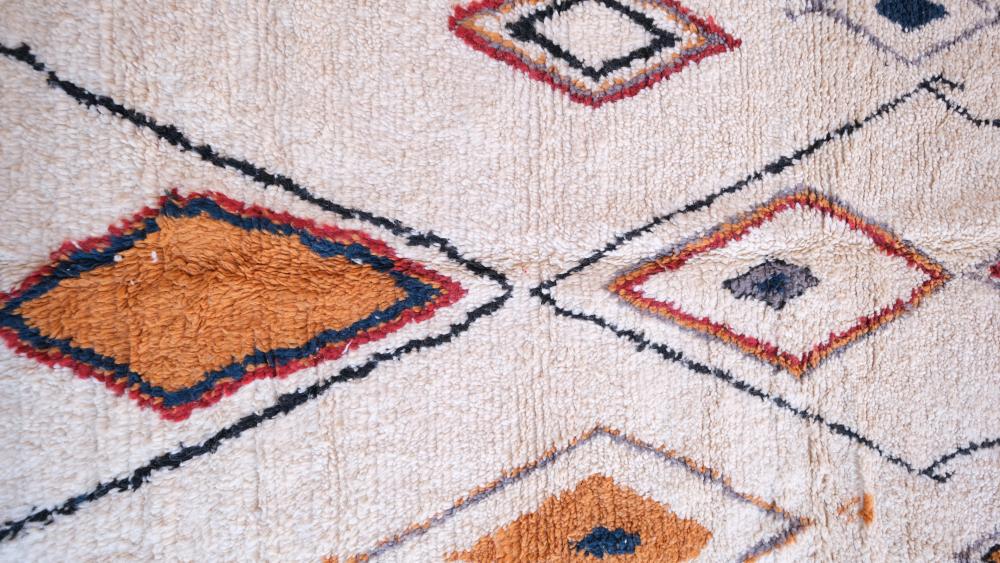 New Modren Azilal RUG 253.00 cm x 205.00 cm | Moroccan Tribal Decor| Azilal Wool Rug