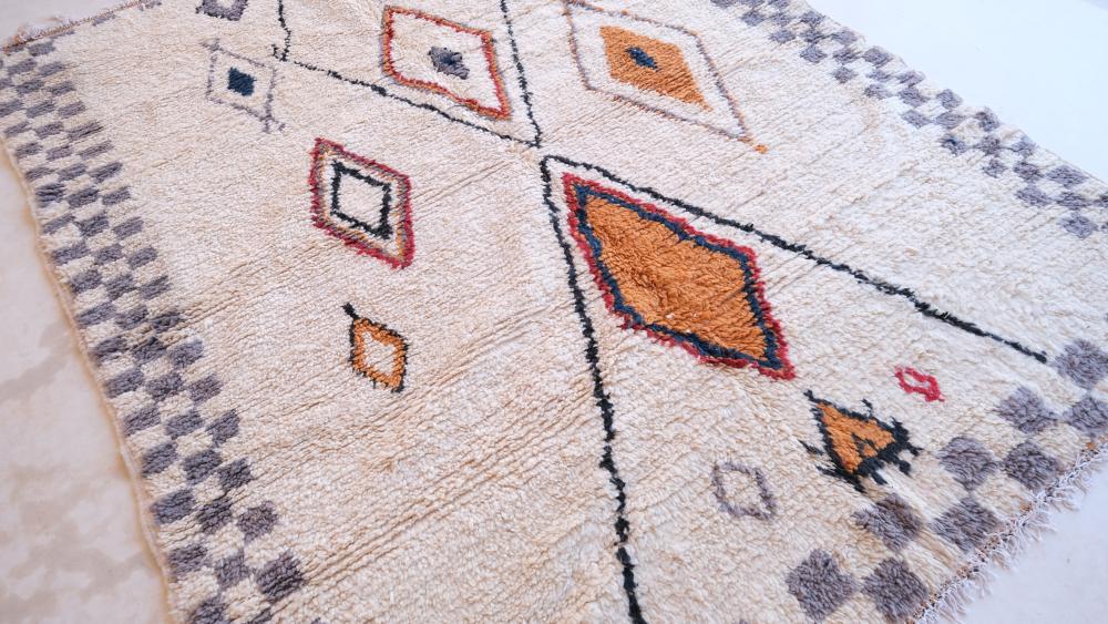 New Modren Azilal RUG 253.00 cm x 205.00 cm | Moroccan Tribal Decor| Azilal Wool Rug