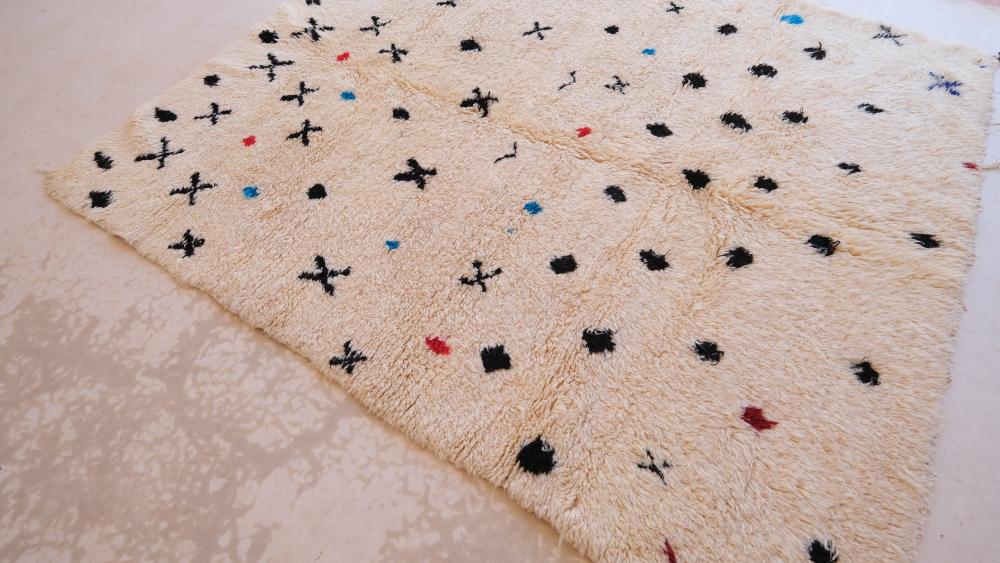 New Azilal 237.00 cm x 205.00 cm | Cream Soft Moroccan Rug For Any Space